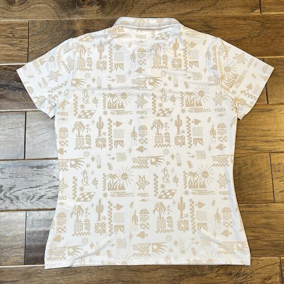 Bad Birdie Core Polo Women’s Medium Stucco UPF 50 4-Way Stretch Wicking New $78 - Picture 5 of 7